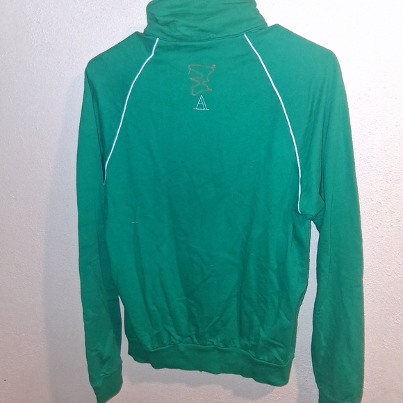 Women's American Apparel Art Prize Long Sleeve Full Zip Jacket Green White M - Picture 6 of 6